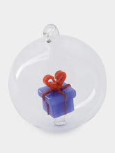 Ichendorf Milano Glass Christmas Ball with Light Blue Gift