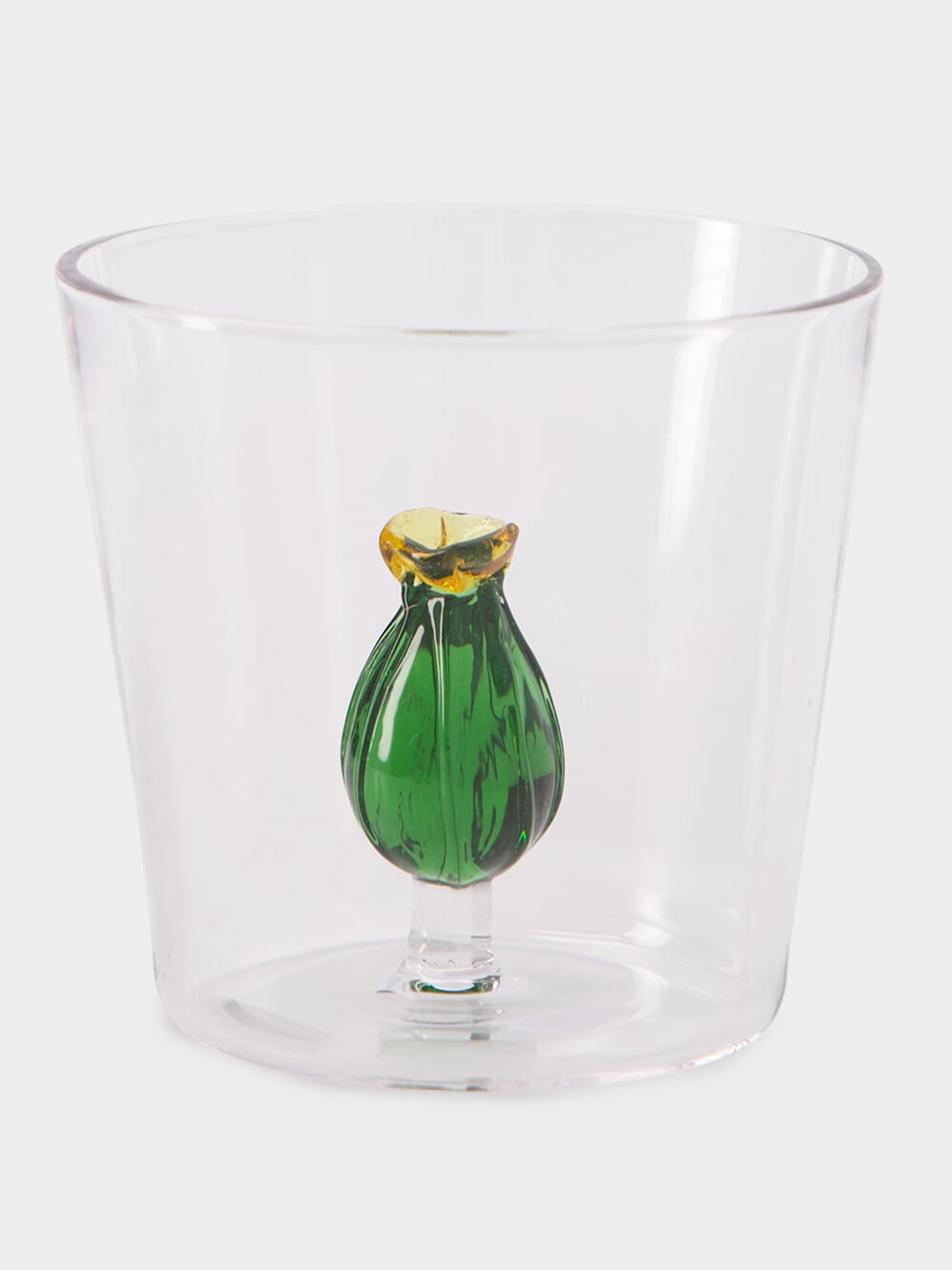 Cactus Amber Flower Tumbler Glass