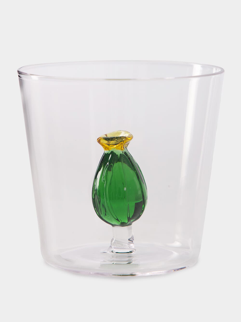 Cactus Amber Flower Tumbler Glass