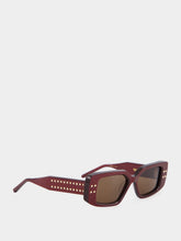 Valentino Garavani Bordeaux Studded Square Sunglasses