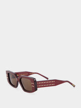 Valentino Garavani Bordeaux Studded Square Sunglasses