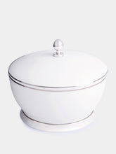 Leitão & Irmão Striped Porcelain and Silver Box with Carrapeta Lid