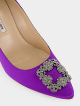Manolo Blahnik Purple Satin Jewel Buckle Pumps