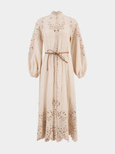 Zimmermann Cream Wylie Embroidered Billow Dress