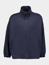 Fendi Navy Blue Monogram Zip-Up Sweatshirt