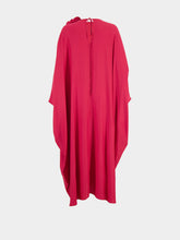 Paula Auriga Red Dahlia Silk Kaftan Dress with Detachable Flower
