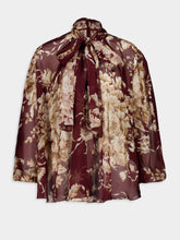 Dolce & Gabbana Rose-Print Chiffon Silk Blouse