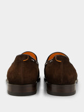 Santoni Dark Brown Suede and Leather Tassel Loafers