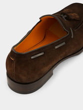 Santoni Dark Brown Suede and Leather Tassel Loafers