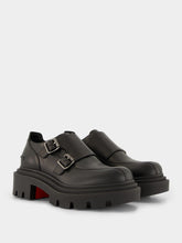 Christian Louboutin Black Antonina College Double-Buckle Leather Loafers