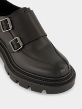 Christian Louboutin Black Antonina College Double-Buckle Leather Loafers