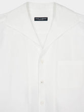 Dolce & Gabbana White Linen Spread Collar Shirt