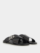 Dolce & Gabbana Black Leather DG Logo Sandals