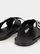 Dolce & Gabbana Black Leather DG Logo Sandals