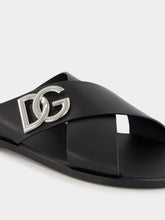 Dolce & Gabbana Black Leather DG Logo Sandals