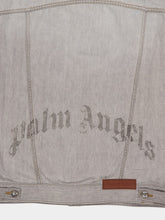 Palm Angels Light Grey Denim Jacket with Hood