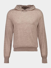 120% Lino Brown Wool Hooded Knit Sweatshirt
