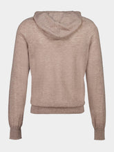120% Lino Brown Wool Hooded Knit Sweatshirt