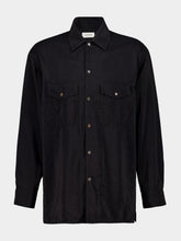 Lemaire Black Dry Silk Convertible Collar Shirt