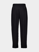 Black Dry Silk Belted Relaxed Trousers