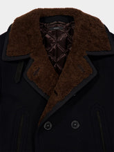 Tom Ford Combo Black and Brown Melton Wool Shearling Peacoat