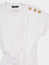 Balmain White Draped Jersey T-Shirt