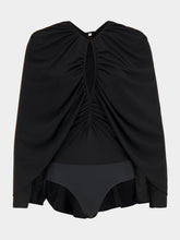 Johanna Ortiz Black Starlight Draped Jersey Bodysuit