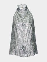 Stella McCartney Silver Metallic Velvet Halterneck Top