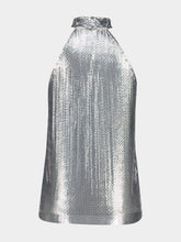 Rabanne Silver Crisscross Mesh Top