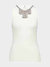 Rabanne Cream Sleeveless Jeweled Knit Top
