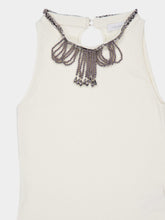 Rabanne Cream Sleeveless Jeweled Knit Top