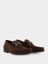 Ferragamo Brown Suede Gancini Loafers