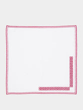 Borgo Delle Tovaglie Erica Linen Napkin in Ivory and Red