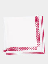 Borgo Delle Tovaglie Erica Linen Napkin in Ivory and Red