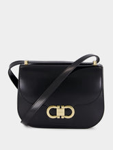 Ferragamo Black Double Gancini North-South Crossbody Bag
