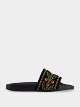 Casablanca Black Embroidered Terry Slides