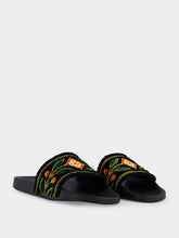 Casablanca Black Embroidered Terry Slides