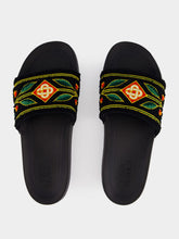 Casablanca Black Embroidered Terry Slides