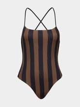 Fendi Brown FF Pequin Reversible Swimsuit