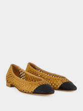 Francesco Russo Black and Old Gold Laminated Nappa Ballerinas