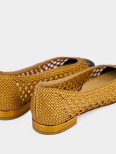 Francesco Russo Black and Old Gold Laminated Nappa Ballerinas