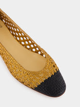 Francesco Russo Black and Old Gold Laminated Nappa Ballerinas