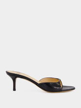 Francesco Russo Black Mule in Shiny Watersnake Leather