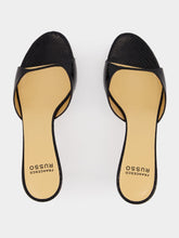 Francesco Russo Black Mule in Shiny Watersnake Leather