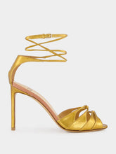 Francesco Russo Old Gold Lace-Up Sandal in Laminated Nappa