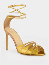 Francesco Russo Old Gold Lace-Up Sandal in Laminated Nappa