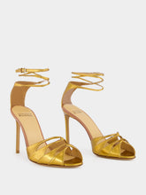 Francesco Russo Old Gold Lace-Up Sandal in Laminated Nappa