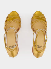 Francesco Russo Old Gold Lace-Up Sandal in Laminated Nappa