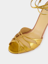 Francesco Russo Old Gold Lace-Up Sandal in Laminated Nappa
