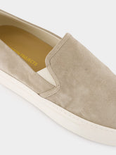Common Projects Warm Grey Minimal Slip On Low Profile Suede Sneakers